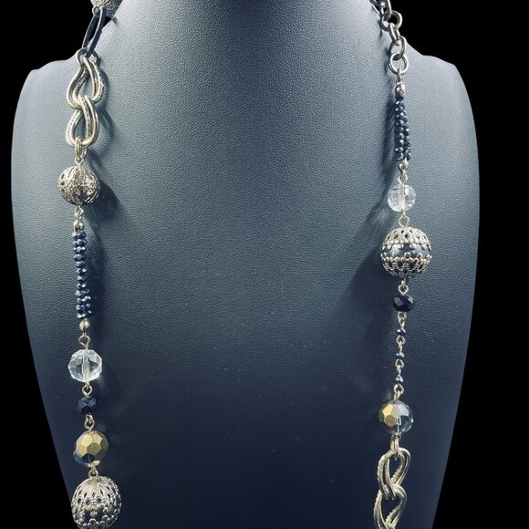 Loft Long Mixed Bead Necklace Statement Boho Layered Trendy Artisan Festival - Picture 4 of 8